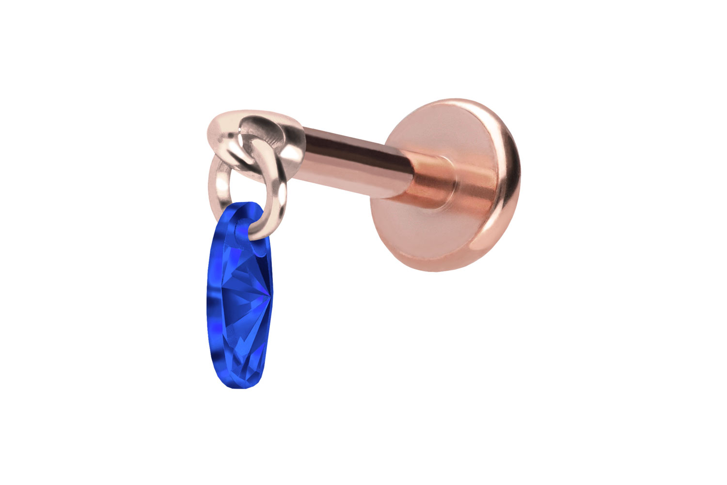 Titan Labret Piercing mit Push Fit KRISTALLOVAL